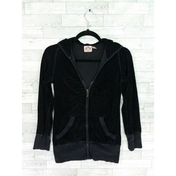 Juicy Couture Jackets & Blazers - Juicy Couture Velour Velvet Zip Up Jacket Black Track Suit Jacket 90s Y2K Small